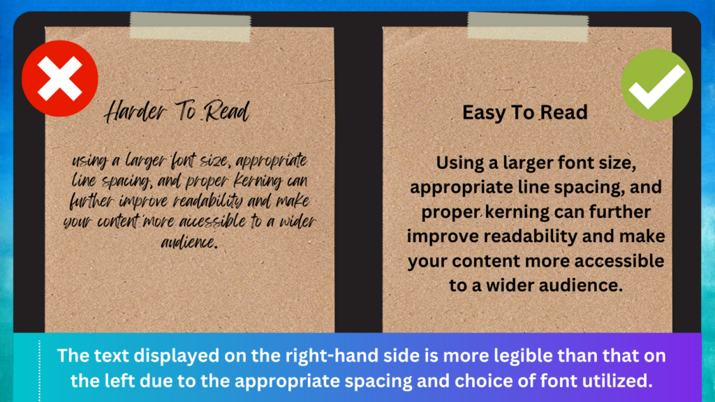 An image showing how proper spacing and font selection can make content more accessible.