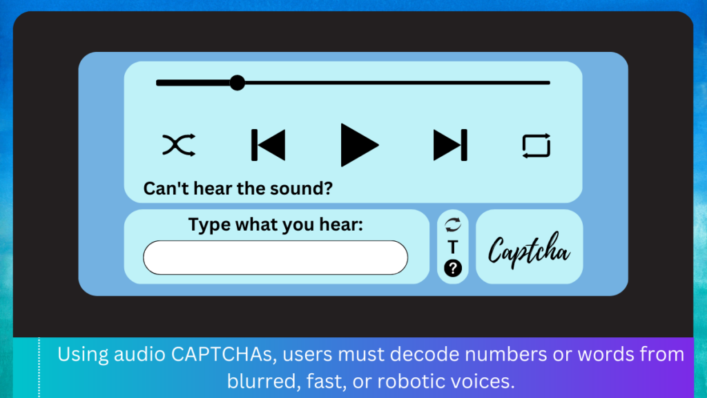 A picture of an audio captcha box.