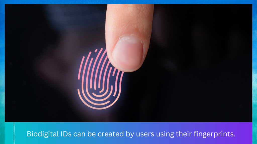 A picture of Users creating a biodigital ID using their fingerprint.